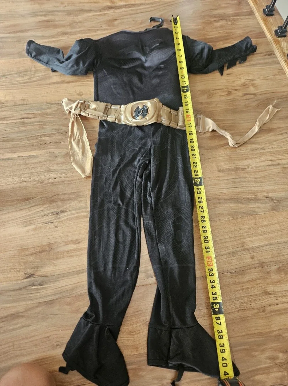 Black Batman Superhero Kids Costume with Gold Belt
